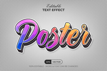 Poster - colorful text effect poster style. editable text effect.