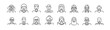 © yasnaten - People of different ages, cultures, with different hairstyle and clothes icons. Pixel perfect, editable stroke icons set