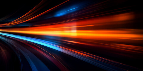 Wall Mural - abstract long exposure dynamic speed light trails background. generative ai