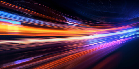 Wall Mural - abstract long exposure dynamic speed light trails background. generative ai
