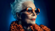 © Korea Saii - Mature Woman in Fashion Stylish as a Model Illustration Generative AI Background Cover Magazine
