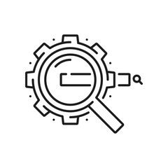 Aufkleber - Keyword ranking, SEO optimization website icon. Vector gear for data and words analysis, keywords search strategy, media information investigation