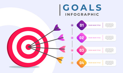 Aufkleber - Goals infographic template. Business concept with 4 steps.