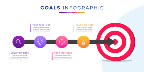 Aufkleber - Target infographics with four elements. Business concept with 4 steps. Goals concept