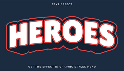 heroes editable text effect in 3d style. suitable for brand or business logo