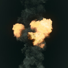 Aufkleber - Trendy hot explosion with smoke trails on dark background. 3d rendering digital illustration