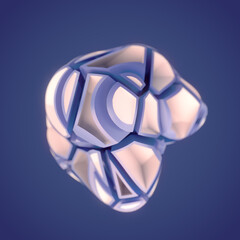 Aufkleber - Abstract 3d render digital illustration of a crystal shape with a crack pattern