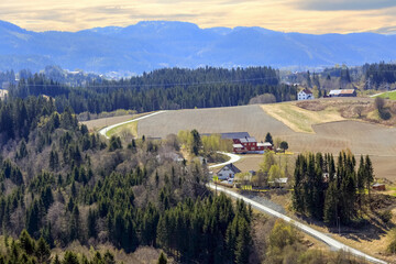 Poster - Spring in the agricultural area Bratsberg, Norway