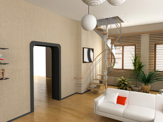 Wall Mural - modern interior design (privat apartment 3d rendering)