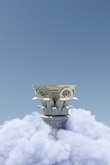 Wall Mural - 3d render platform and Natural podium background, Stone column on the high cloud, backdrop blue sky for product display, showcase, mockup, cosmetic or etc