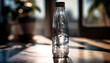 Transparent glass bottle of fresh drinking water generated by AI