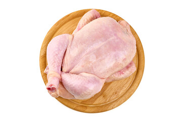 Sticker - Raw whole chicken broiler, isolated on white background.