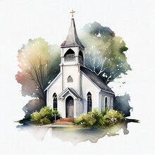 Church Watercolor Style Generative AI