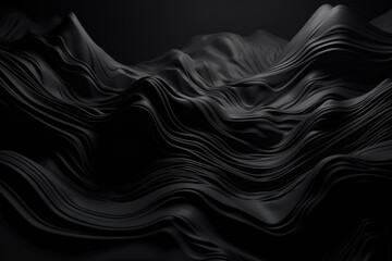 Wall Mural - Black contemporary minimalistic shapes and textures background with copy space. Minimalistic creative artwork with smooth luxury surface objects an texture. Generative AI