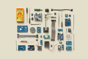Computer semiconductors, components and wires.