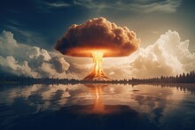 Nuclear Explosion Nuclear Mushroom -  The Russian-Ukrainian War , Russia, Ukraine - Generative AI	
