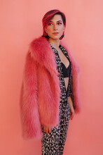 Fashion Portrait Of Pink Background