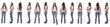 © curto - line of group of same young girl standing on white background