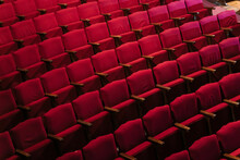 Bright Empty Red Seats In Cinema