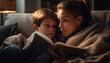 © Jeronimo Ramos - Two cute boys bonding over bedtime story generated by AI