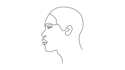 Canvas Print - Face of an Afro American man in a modern minimalist one line style.