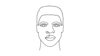 Wall Mural - Face of an Afro American man in a modern minimalist one line style.