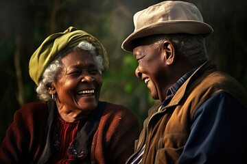 Wall Mural - african american older couple, portraiture, bold colorism, celebration of rural life