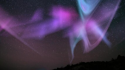 solar storm aurora purple blue and milky way galaxy joshua tree loop