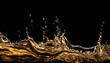 liquid gold banner or background with copyspace, golden fluid with splashes and drops, luxury background for the fashion or cosmetic industry, generative AI