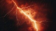 Flash Of Lightning On Dark Background. Generative AI