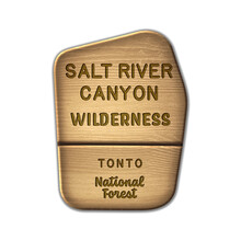 Salt River Canyon National Wilderness, Tonto National Forest Arizona Wood Sign Illustration On Transparent Background