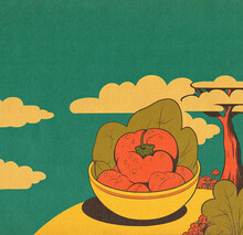 Spring Picnic Tomato Salad Illustration 