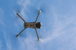 Rivne region, Ukraine - September 17, 2022 A civilian drone flies in the Ukrainian sky. Drone high in the sky