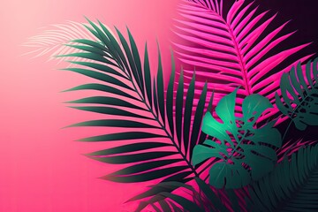 Canvas Print - Close-up of a Vibrant Pink and Green Plant. Generative AI