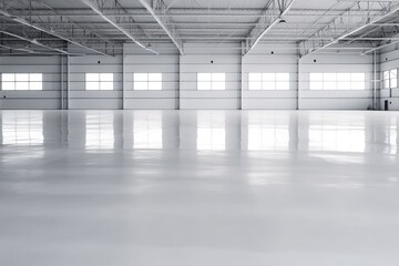 Poster - an empty warehouse with ample natural light from multiple windows Generative AI