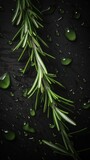Fototapeta Sypialnia - Aromatic Rosemary Herbs Photorealistic Vertical Background. Healthy Vegetarian Diet. Ai Generated Lifelike Background with Delicious Aromatic Rosemary Herbs. Generative AI