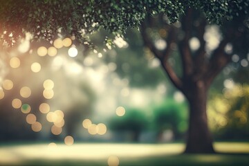 Poster - majestic tree in a park with vibrant colors and clear details Generative AI