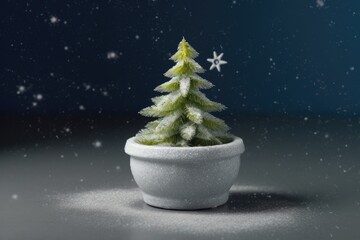 Canvas Print - small Christmas tree in a white pot, perfect for holiday decorations Generative AI