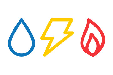 Canvas Print - water electricity gas outline icon set. clipart image isolated on white background