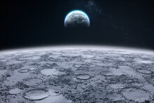 Cinematic Planet Earth View From The Moon Surface.