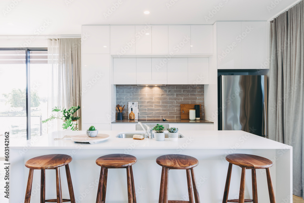 Open plan kitchen in modern home Stock Photo | Adobe Stock