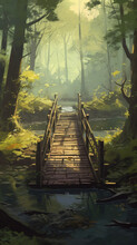 Walkway Path For A Dreamlike Forest Environment