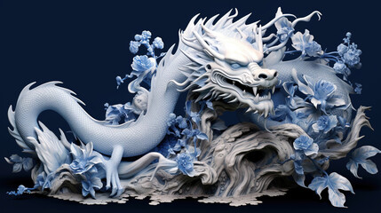 Sticker - 3d render illustration of a dragon