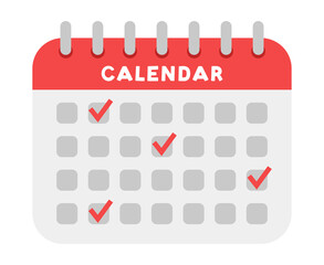Poster - Vector simple callendar illustration with ticked dates. Vector calendar icon.