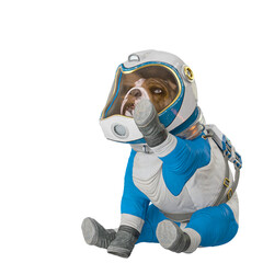 Wall Mural - bulldog astronaut is waving hellow or good bye