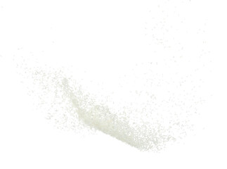 Wall Mural - Japanese Rice flying explosion, white grain rices explode abstract cloud fly. Beautiful complete seed rice splash in air, food object design. Selective focus freeze shot white background isolated