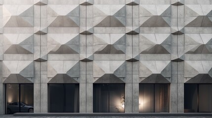 Wall Mural - Concrete architectural patterns at grey building exterior using generative AI