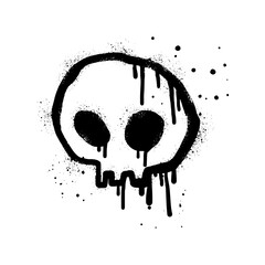Wall Mural - Spray painted graffiti skull in black over white. Skull head symbol. isolated on white background. vector illustration