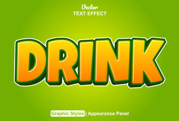 Poster - drink text effect with orange graphic style and editable.