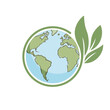 © Matias - Planet earth icon with leaf protecting it. Save the world, eco-friendly symbol. Environmental conservation.